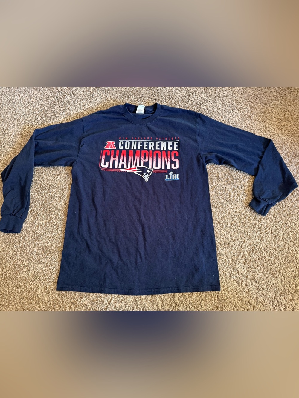 Gildan New England Patriots Conference Champions LIII Longsleeve Mens Medium